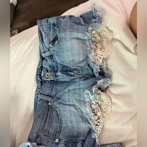 Laced jeans short